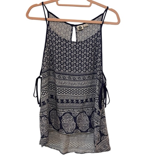 Roxy high low tank top beachy blue white large - Picture 1 of 8